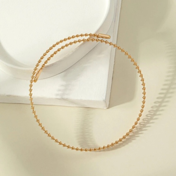 Gold Beaded Link Choker Necklace — Sleek Minimalist Design - Picture 3 of 3